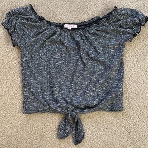 Crave Fame Low-Cut Shoulder-less T-shirt